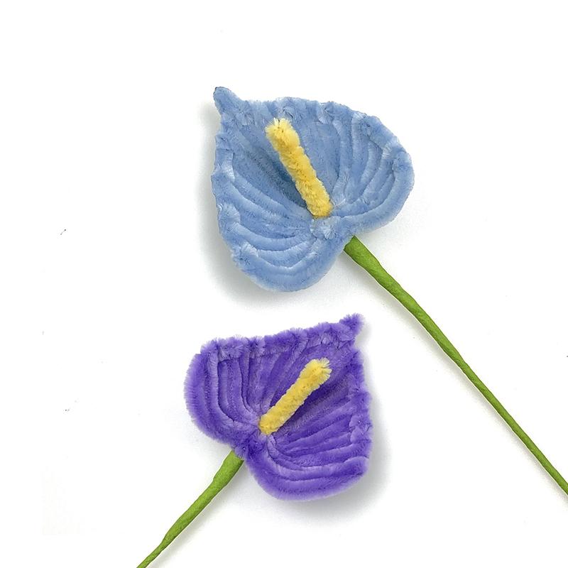3Pcs Pipe Cleaner Flower Finished Artificial Chenille Stems Home Decor Flamingo Palm Handmade