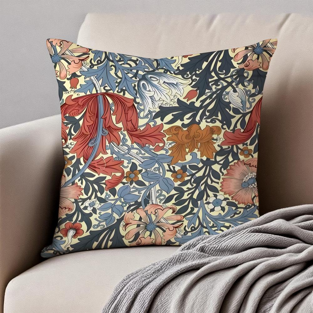 colourful Art WWilliam Morris Cushion Cover Pillowcase Antidustmite Invisible Zipper Short Plush Sofa Cushion