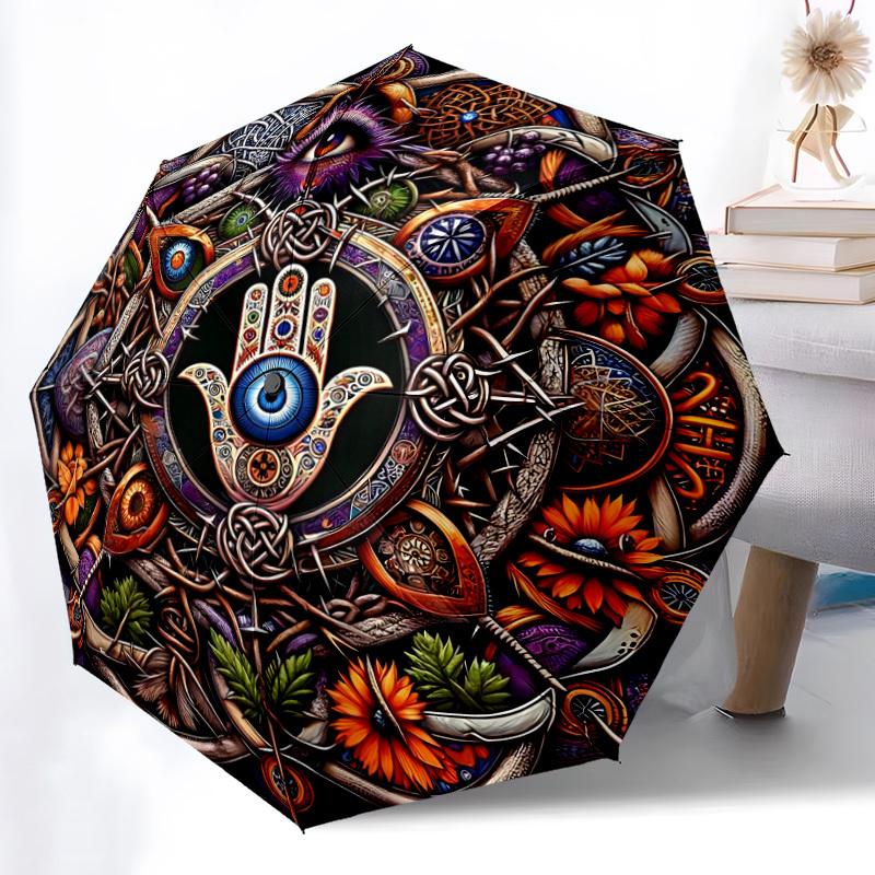 

1pc Mystic Symbols Automatic Umbrella - Automatic Opening And Closing, Sturdy Iron Frame, Formal Occasions yy251018149