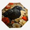 1pc Elegant Raven with Flowers Automatic Opening Folding Umbrella, Outdoor, Perfect Gift for Fans, Travelers, Everyday Use.R032