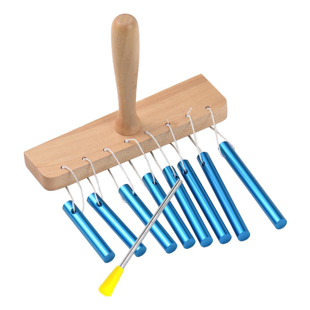 Bar Chimes 8 Tone Hand Bells with Knock Stick Birch Wood Solid Aluminum Tube Windchime Chimes Bells