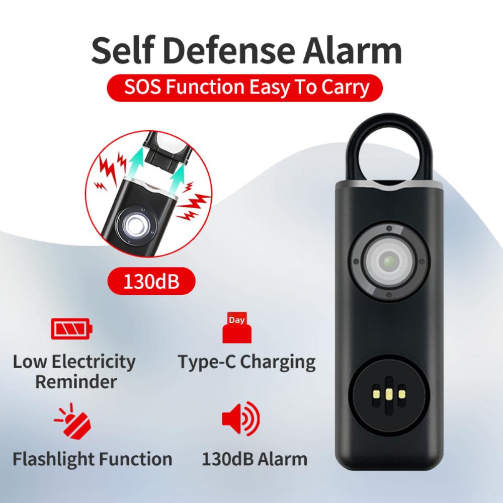 LED Strobe Light Portable Alarm Keychain Low Battery Notice Personal Security Alarm Travel