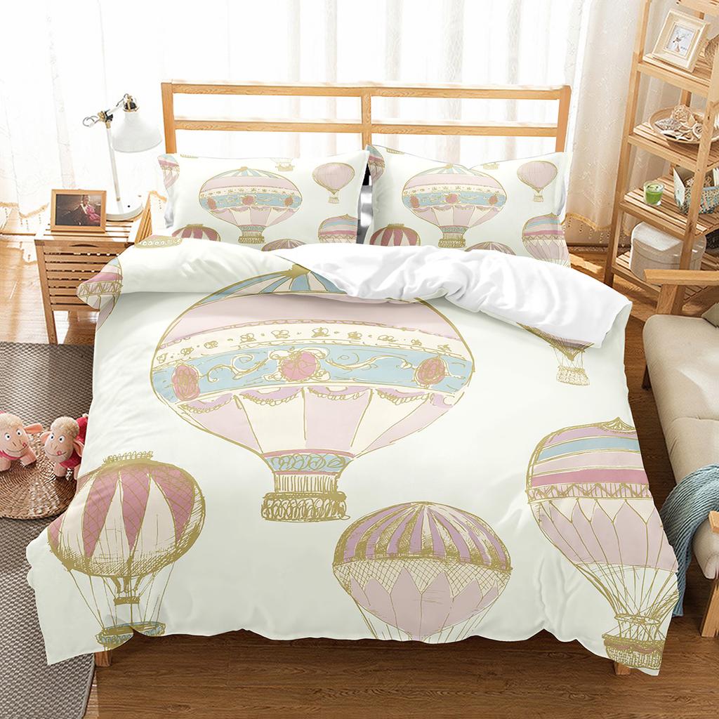 Air Balloon Duvet Cover Collection Single King Cartoon Animal Bedding Collection Cute Sika Deer Elephant Comforter Cover For Kids Teens