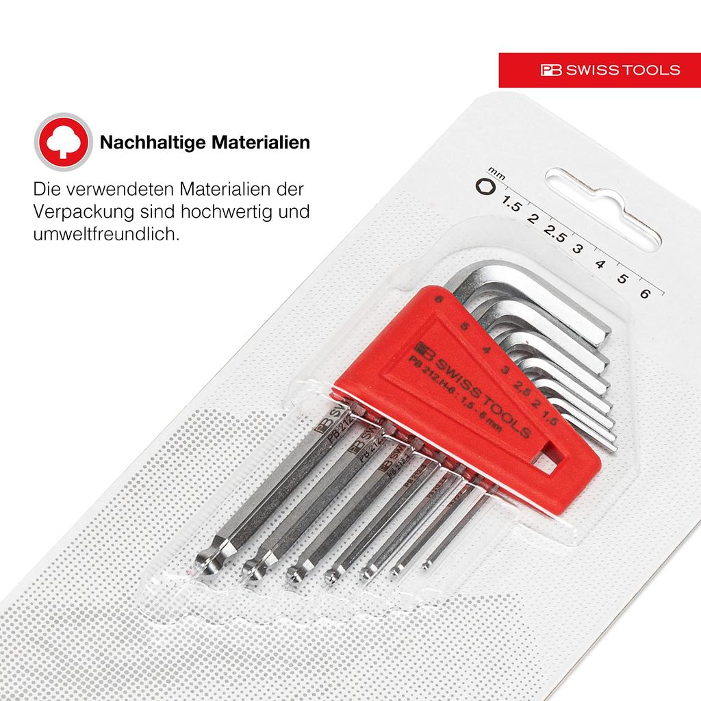 PB SWISS TOOLS PB Swiss Tools Ball Head Hex Wrench Set 212H-6CN