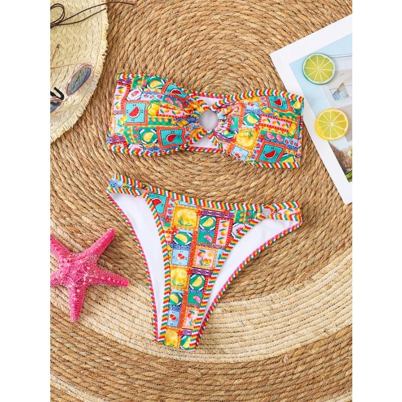 Damen Neuer Blau-Weiß-Porzellan-Druck mit Brust Sexy Bikini Badeanzug
