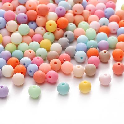 30/50/100PCs 8MM Matte Mixed Color Acrylic Beads, Decorative Beads, Bubble Gum Beads, Plastic Resin Beads for Necklaces and Bracelets, Craft Supplies