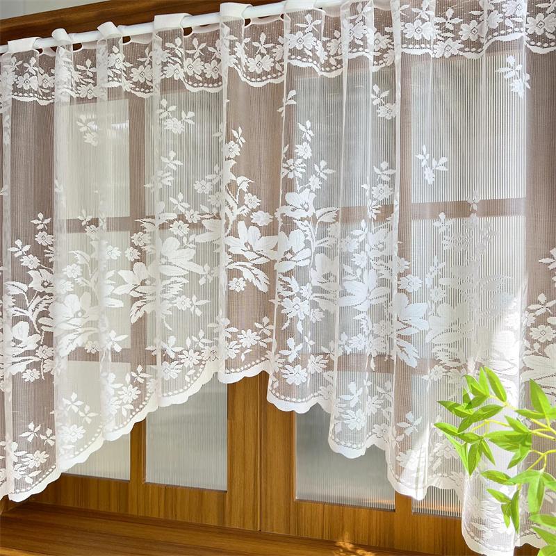 Französischer Romantischer Bestickter Kurzer Vorhang Halbvorhang für Wohnzimmer Schlafzimmer Tür Fenster Dekorativer Transparenter Vorhang 100cm Breit