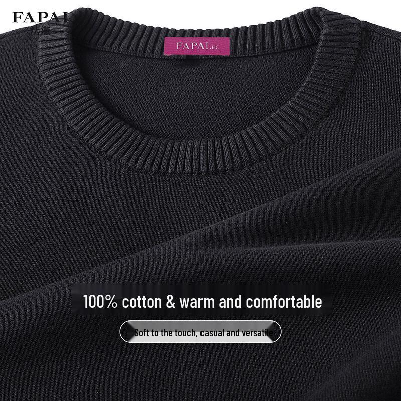 

FAPAI Men s 100% Cotton Round Neck Pullover Sweater M (48)