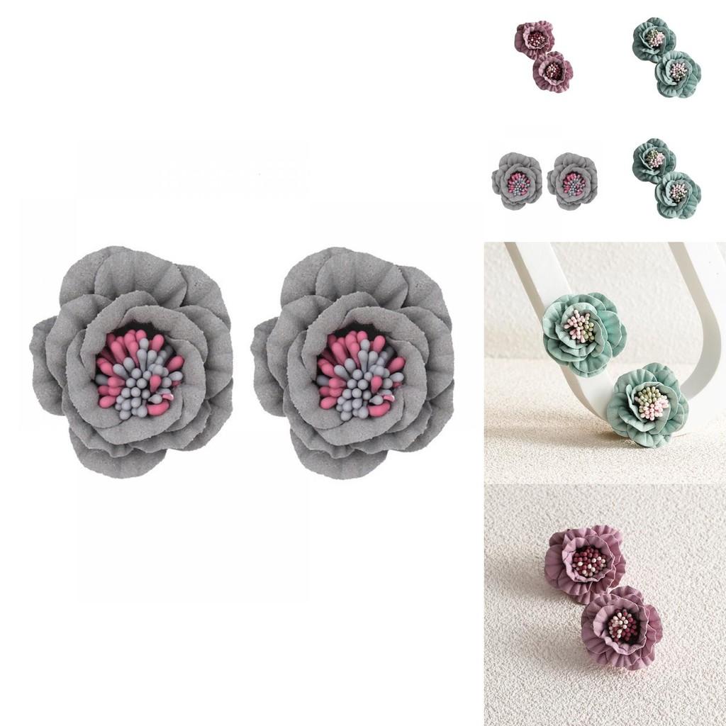 Fashion Chic Geometric Flower Earrings For Women Trendy Alloy Studs
