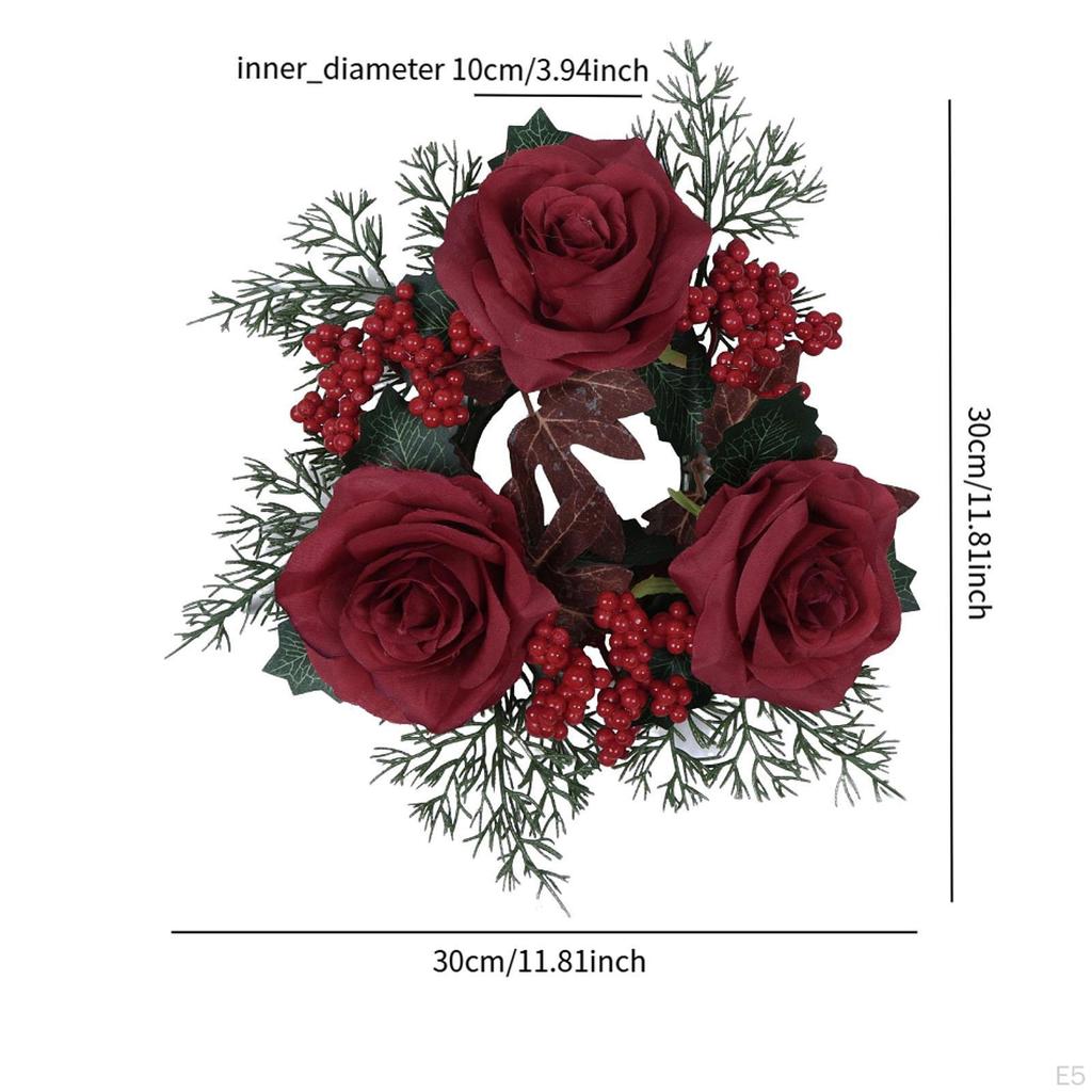 Christmas Candle Rings Wreath Inner Diameter 4" for Wedding Holiday Birthday Style A