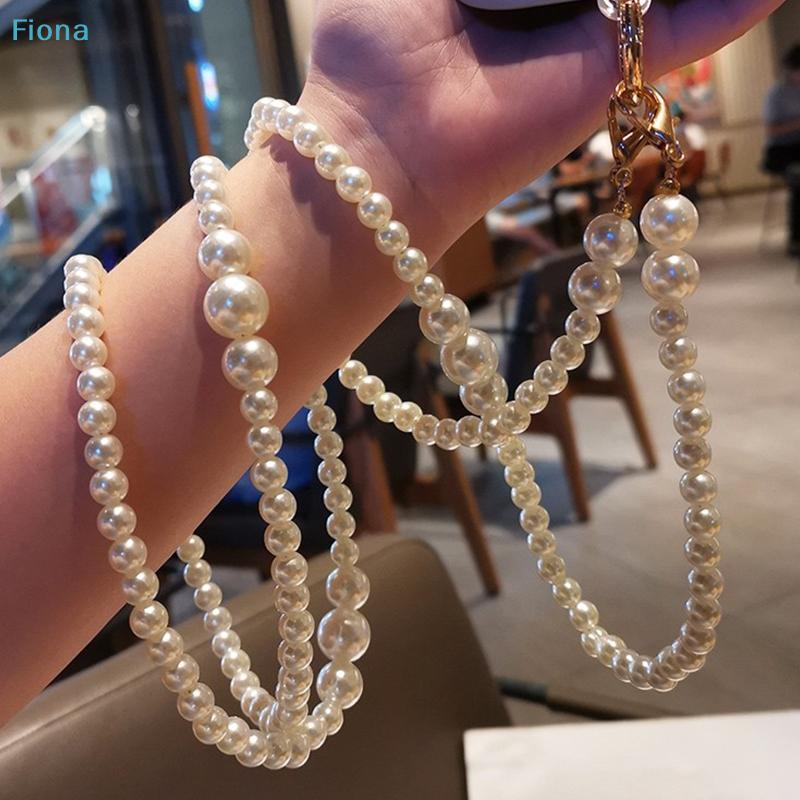 Multi-Size Pearl Phone Chain,Double-Layer Pearl Beaded Strap,Detachable Phone Lanyard with Gold-Tone Clasp