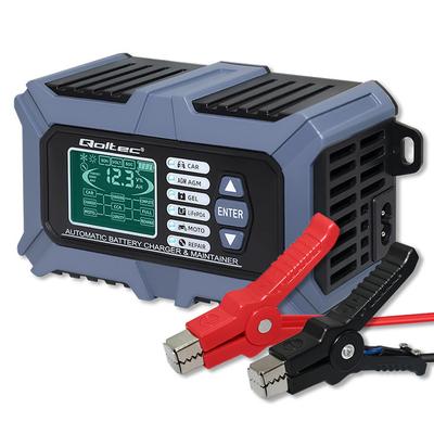 Qoltec Inteligentna Mikroprocesorowa Ładowarka Z Testerem Baterii I Funkcją Naprawy 12V | 6A | LCD | Prostownik Do Akumulatora AGM LiFePO4 GEL