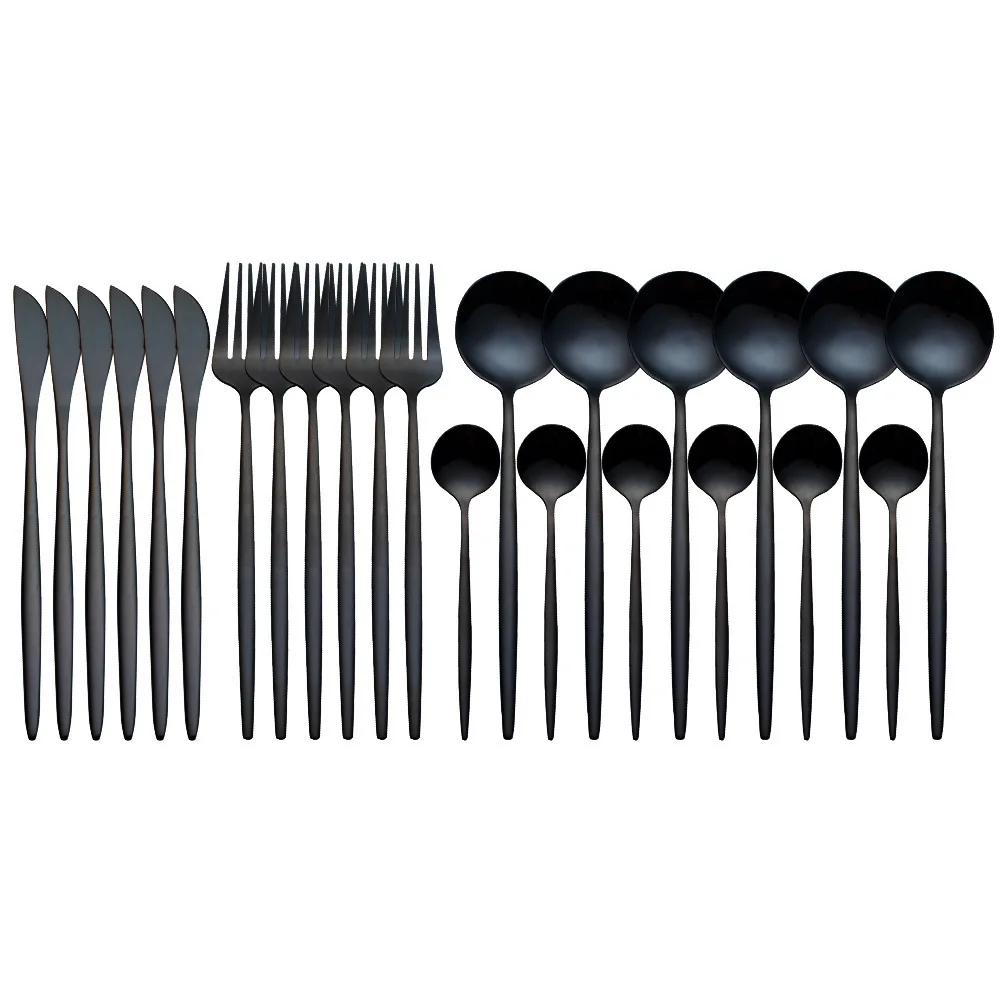 Fabulous 24PCS/SET Tableware Dinnerware Sets Gold Flatware Cutlery Fork Dessert Spoon Coffee Cutlery Dinner Wedding Decoration