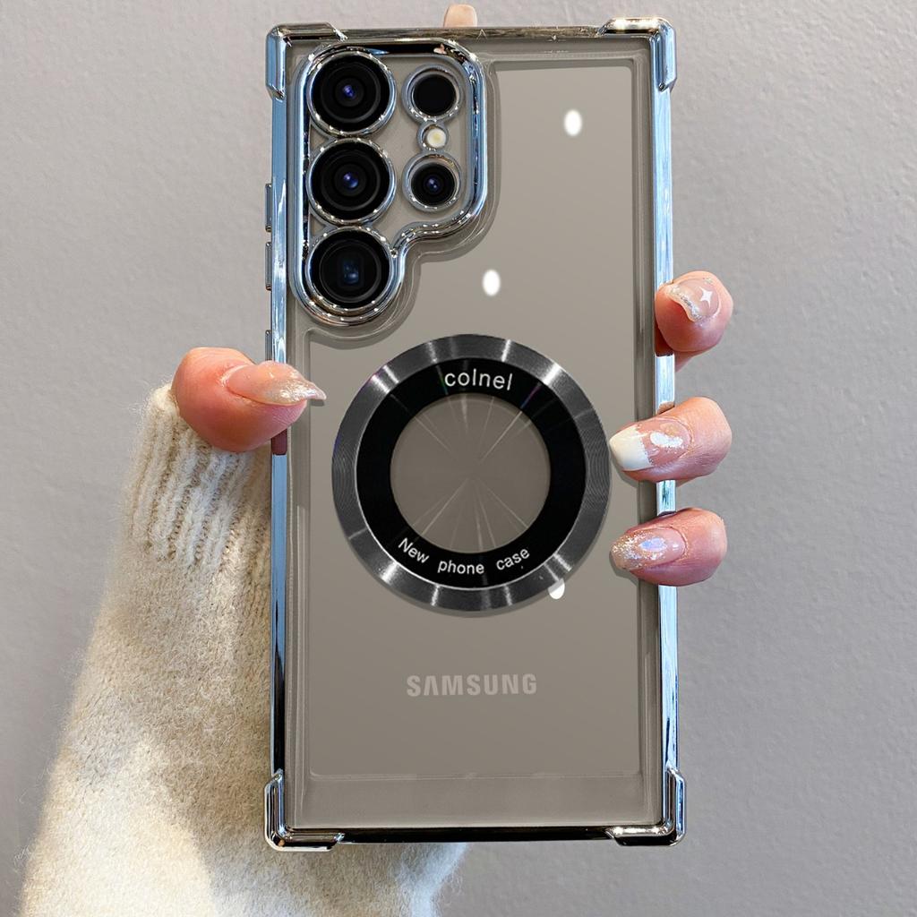 Samsung S25U Phone Case Airbag Anti-drop Electroplated S24P Magnetic Attachment Suitable for A53 and A56 Full Package Transparent Case