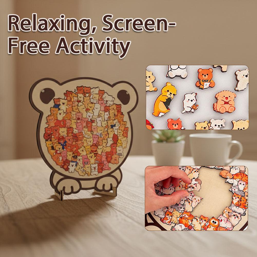 Cartoon Wooden Cat Puzzles Relaxation and Stress Relief Jigsaw Toys Educational Toy Cute Animal Home Decor Gift