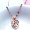 Purple Gold Inlaid Crystal Hollow Heart Neckalce For Woman Plated 14K Rose Gold Pendant Fashion Sweet Engagement Jewelry