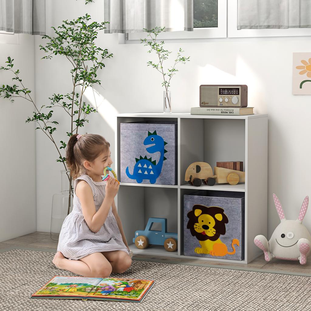 Storage Shelf for Kids, Cube, Drawers, MDF, Anti-Tip, White