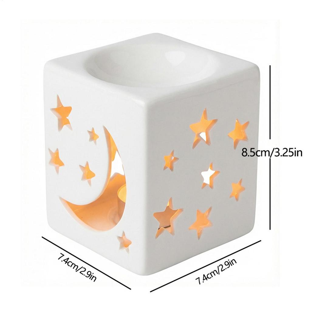 Tea Light Candle Holder Ceramic Oil Burner Hollow Moon Star Design Votive Candle Holders for Home Table Wedding Party Dinner
