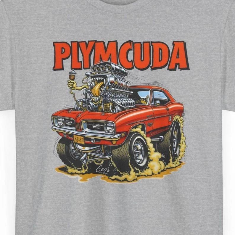 Plymcuda Muscle Car Graphic Tee | Vintage Hot Rod Illustration S