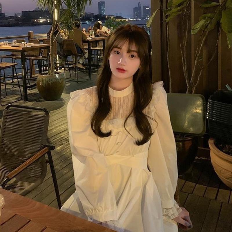 Gotické černé krajkové šaty Ženy Ležérní Elegantní Party Midi Volánové šaty s dlouhým rukávem Emo Y2k Goth Oblečení Jarní a Podzimní róby