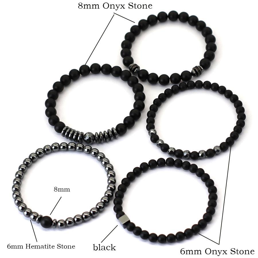 Stylish Men Bracelet Set Luxury Zirconia Braslet Beaded Black Onyx Hematite Healing Braclet Perfect Gift For Him Pulseria Homme