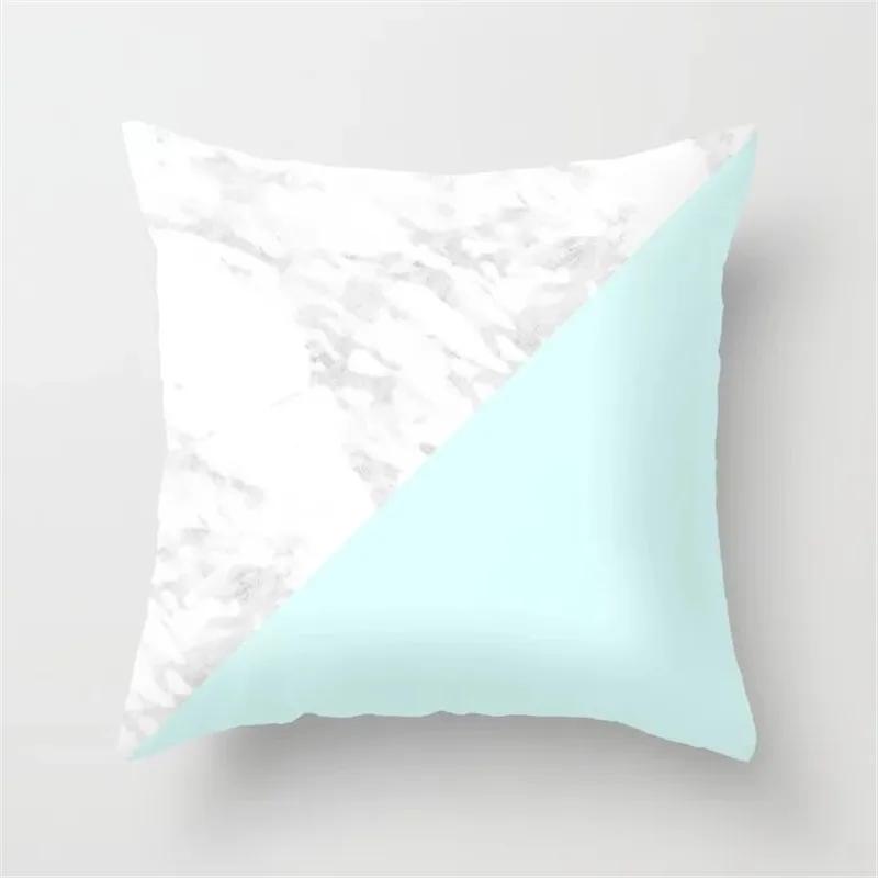New 45X45Cm Blue Green Geometric Cushion Cover For Sofa Home Decor Polyester Cotton Throw Pillow Case Marble Texture Pillowcase