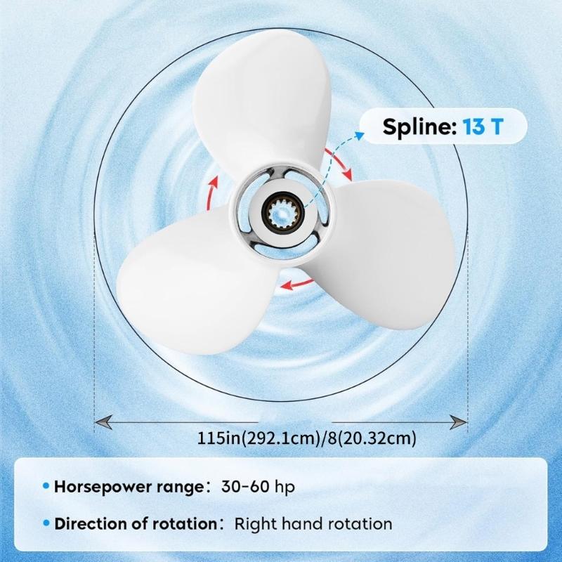 High Thrust Boats Propeller Marine Propeller Enhances Efficiency Outboard Propeller Replaces 663-45947-02-EL for 40-60HP