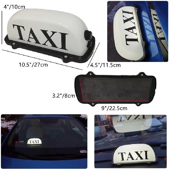 USB Rechargeable Battery Taxi Sign Light,Roof Taxi Sign with Magnetic Waterproof Taxi Cab Roof Top Illuminated Sign