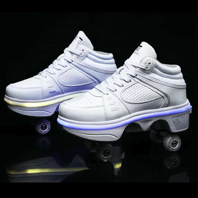 Double-Row Deform Wheel Automatic Walking Shoes