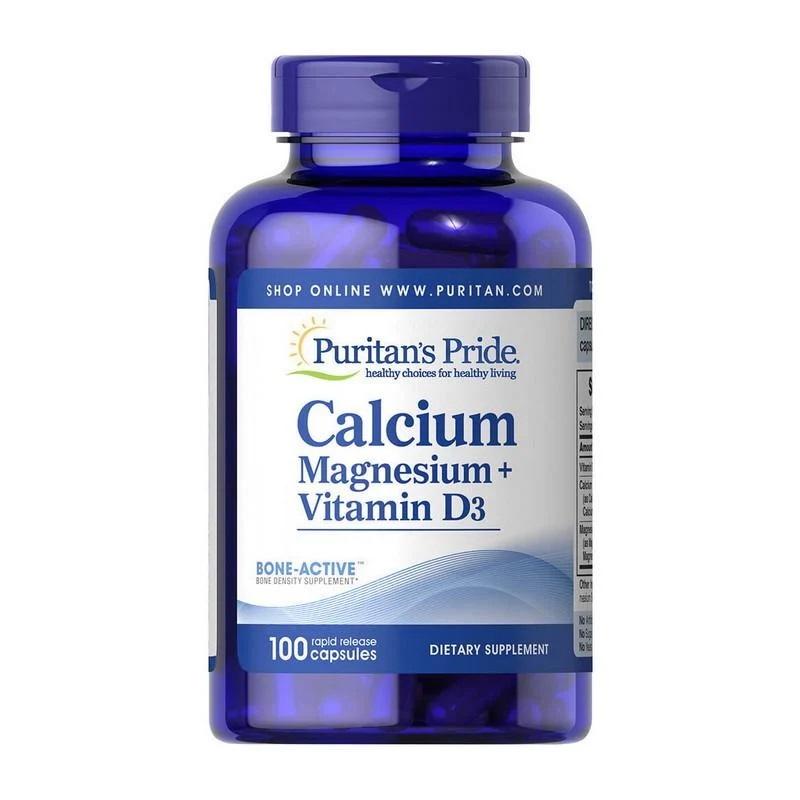 Puritan's Pride Kalzium, Magnesium + Vitamin D3, 100 Kapseln