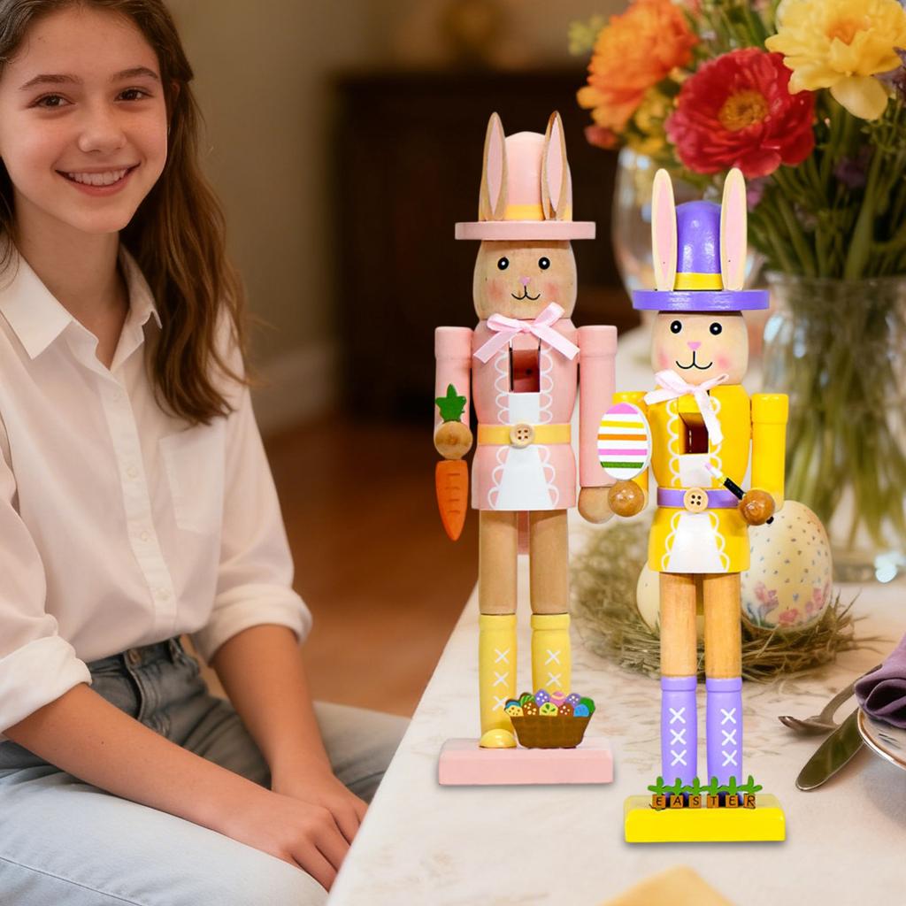 30CM Osterhase Kreativer Nussknacker Soldat Massivholz Dekoratives Geschenk Ornament