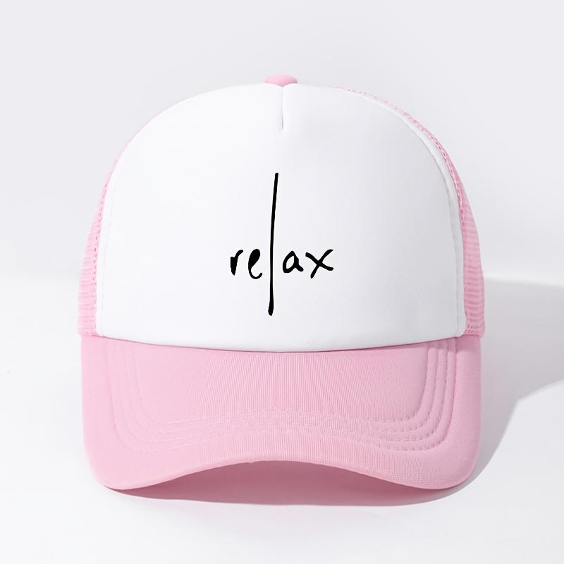 Relax Graphic Trucker Hat Unisex Polyester Mesh Baseball Cap Casual Adjustable Summer Outdoor Headwear