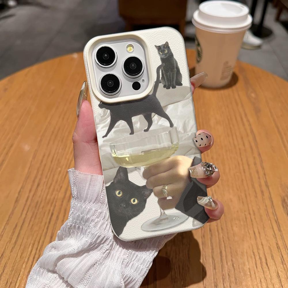 

Cat Wine Glass Phone Case For Iphone 17 16 Pro Max 12 13 Plus 15 11 14 17E 16E Transparent Premium Flexible Cover iphone 11 белый