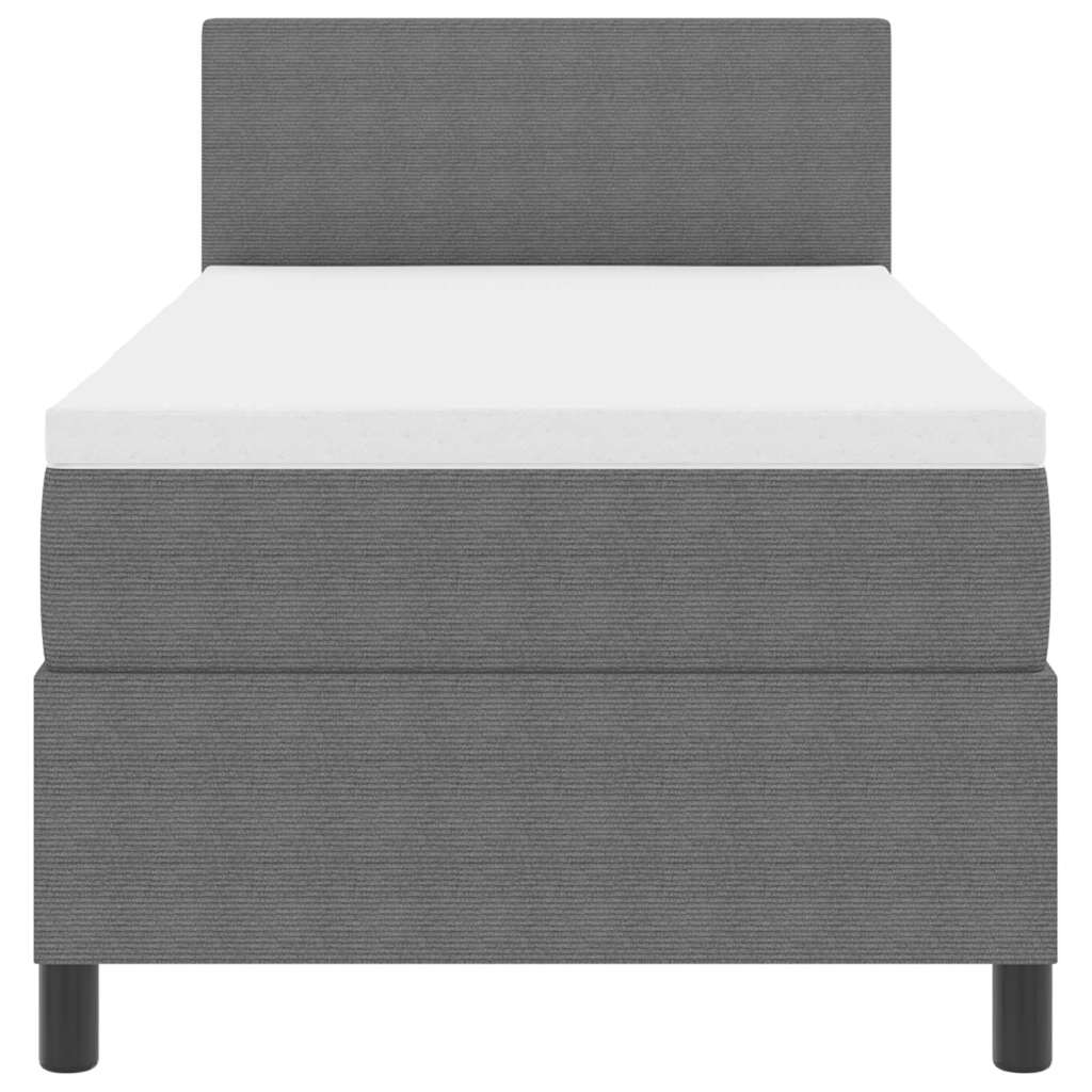 LED Box Spring Bed in Light Grey and White 80 x 200 cm Cord Fabric