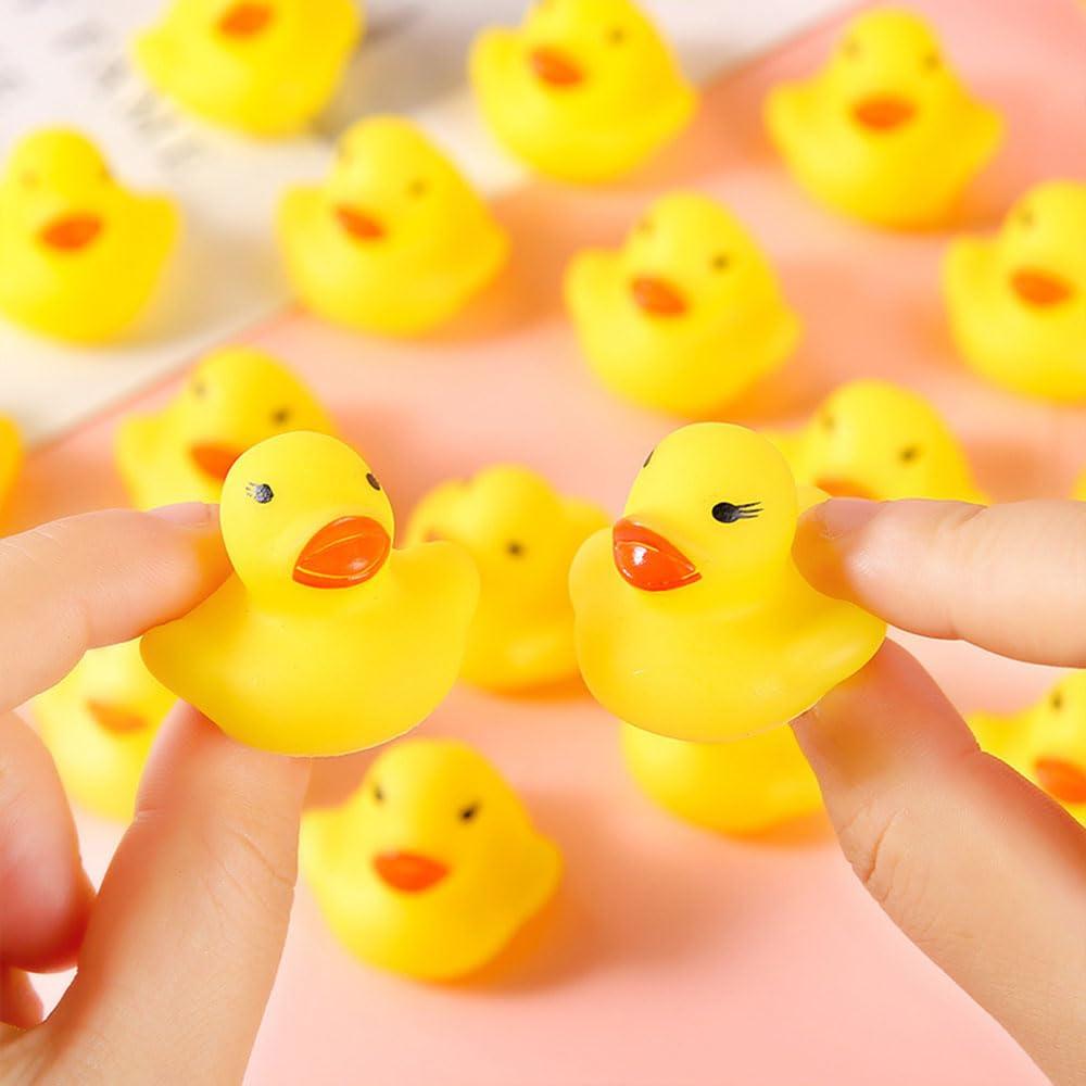 Phyxiul Duck Bath Toys, Pack of 100, Soft Floating Duck Toys, Festival Prizes