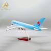 Airbus A380 Korean Air with wheels and lights simulation aircraft model, civil aviation model gift