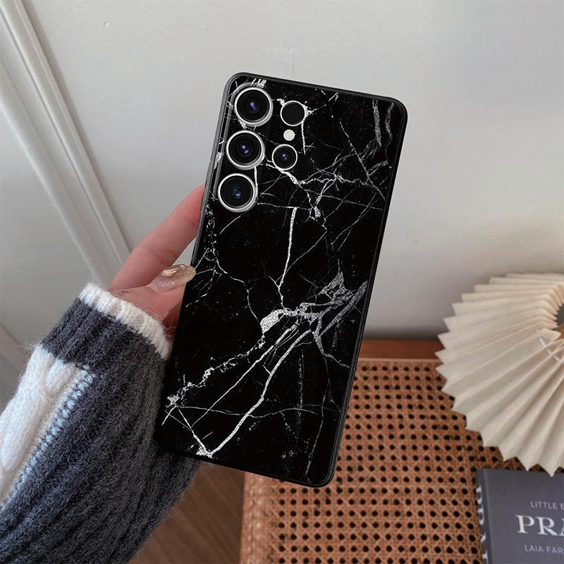 Jemné černé silikonové pouzdro na telefon s mramorovým vzorem pro Samsung Galaxy A55 A54 A35 A34 A15 pro Samsung S24 S23 Ultra fotoaparát nárazuvzdorný ochranný kryt