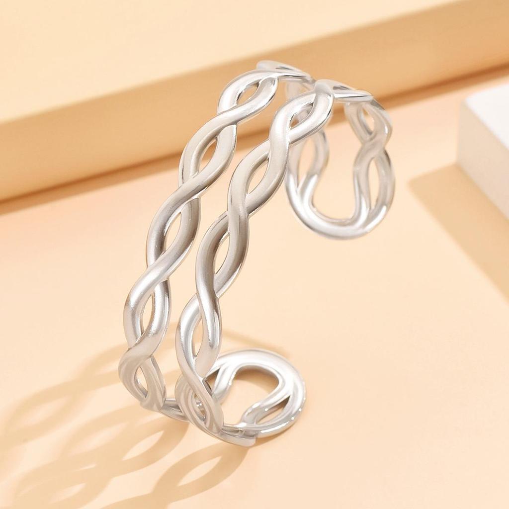 Cross Bestseller Stainless Steel Hollow Intersecting Lines Cuff Bracelet – European American Fashion, Women’s Titanium Steel Jewelry.