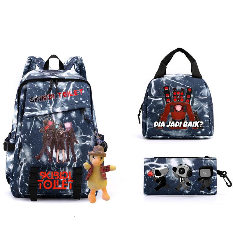 New Skibidi Toilet Man Spoof School Bag Elementary School Backpack Satchel Pencil Case