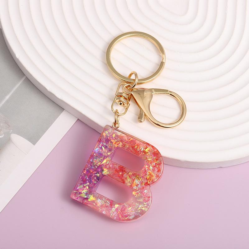 Ab Glue Fuchsia Gradual Change Letter Keychain Pendant Pendant Japanese And Korean Style Popular Versatile Keychain Jewelry