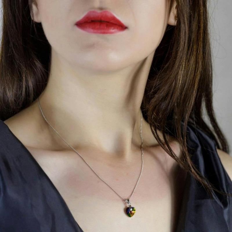 Heart Necklaces Pendant Crystals for Women Girls Gift Silver Chain Girl Jewelry