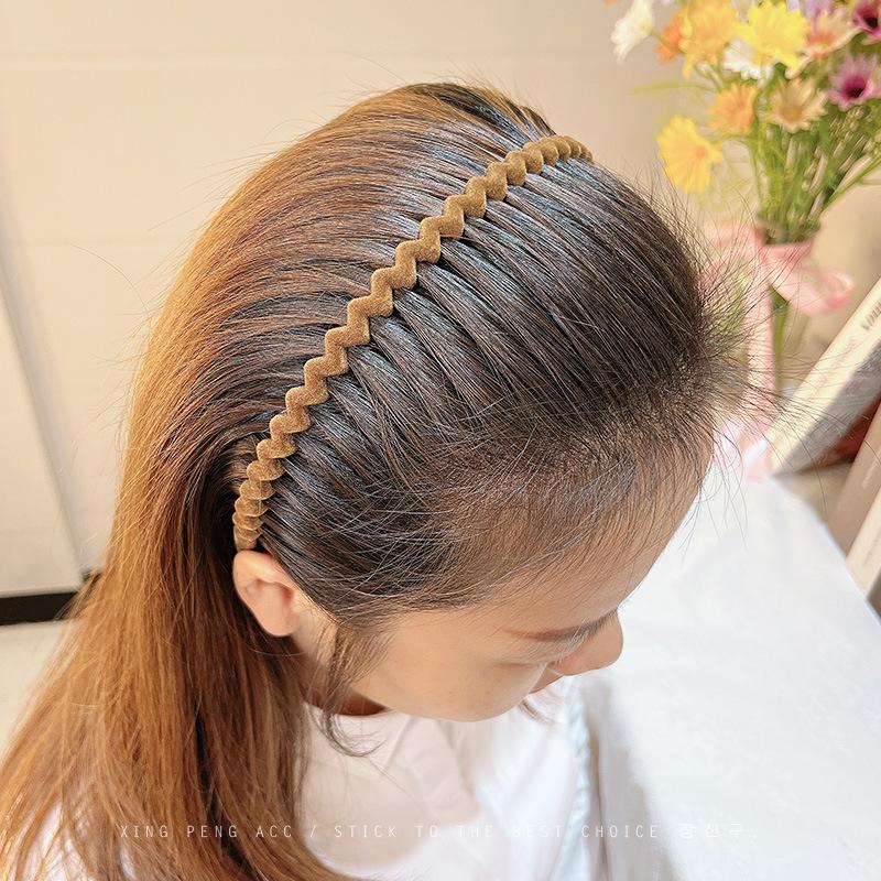 Washing Face Headband for Women Flocking Headband with Teeth Broken Hair Tidying Hair Pressing Non-slip Hairpin Headdress