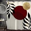 Abstract Zen Spa Shower Curtain Set Minimalist Bible Meditation Modern Aesthetic Contemporary Green Plant Leaves Monstera