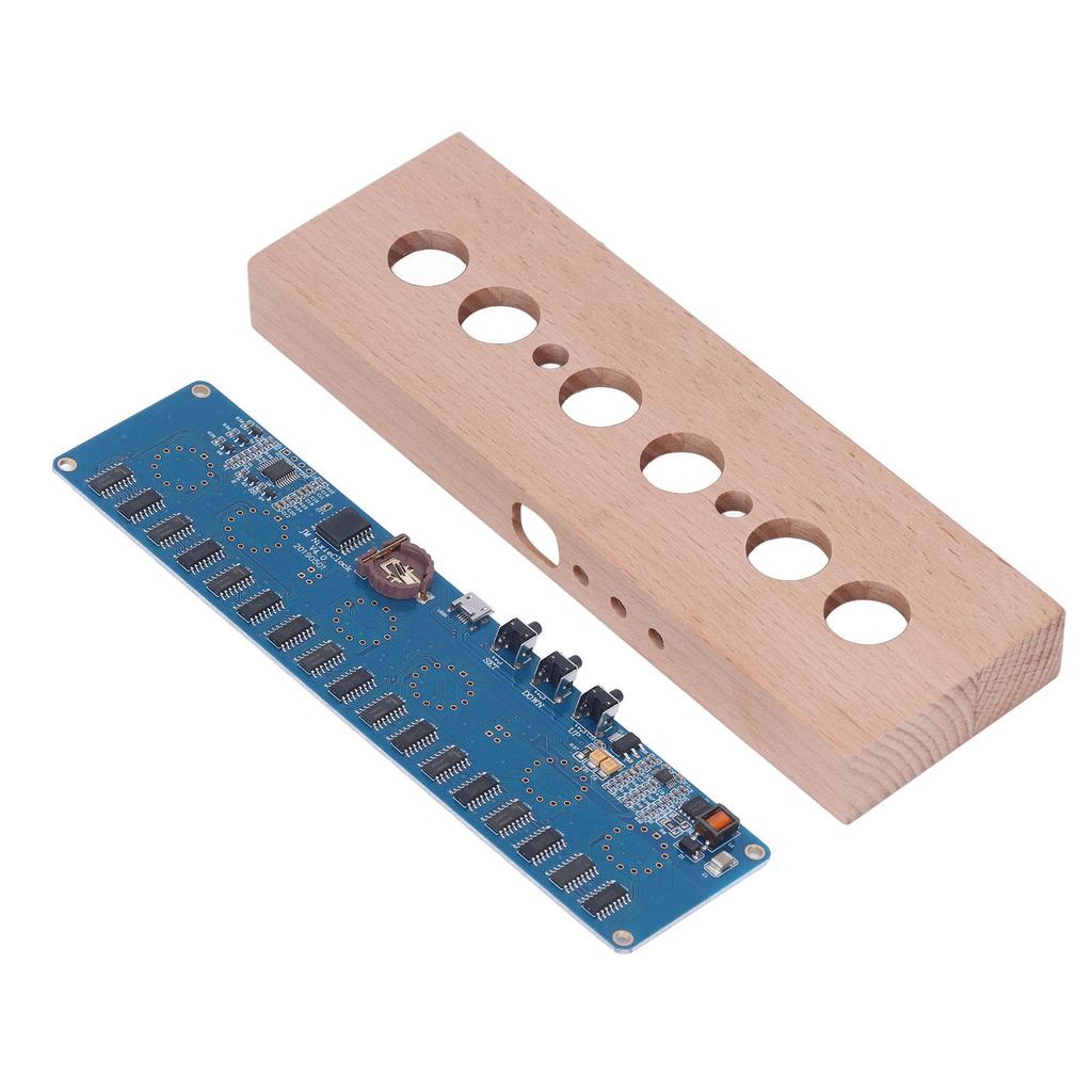 DIY IN14 Glow Tube Clock Kit Beech Wood Shell Module Lamps Assembly USB 5V Interface