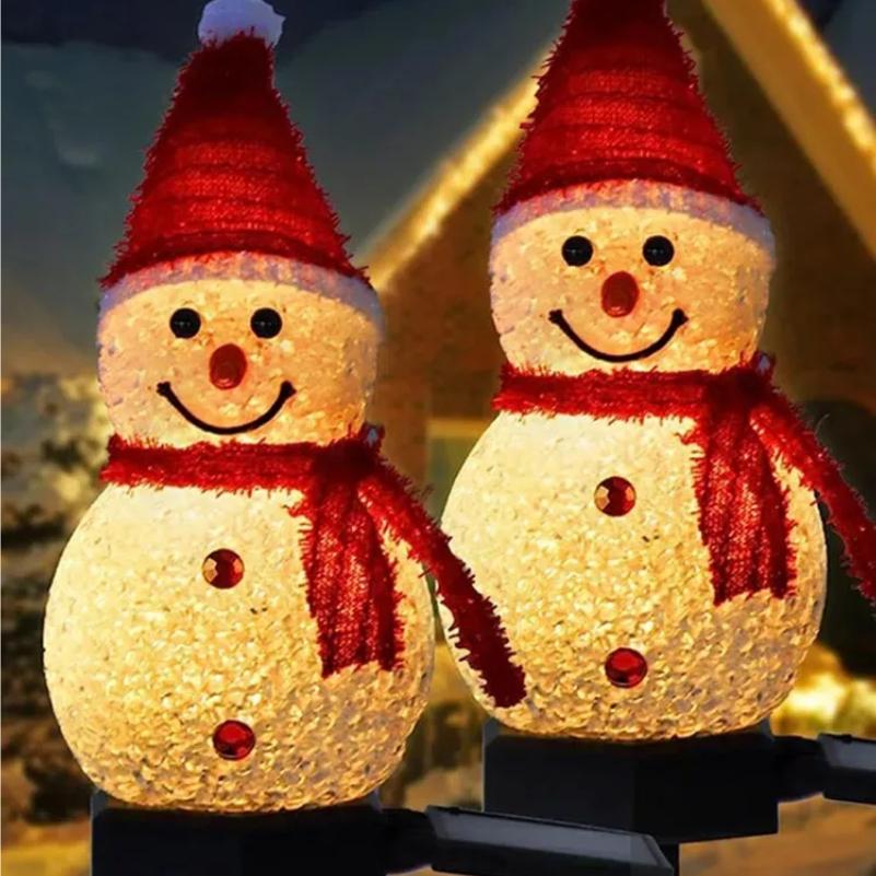 Christmas Decorations Light Solar Light Snowman Christmas Outdoor Solar Powered Stakes Lights For Corridor Patio Lawn Decoration