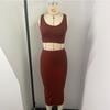 Women's Fashion Sexy Vest Bare Navel Slim Solid Color Skirt Suit