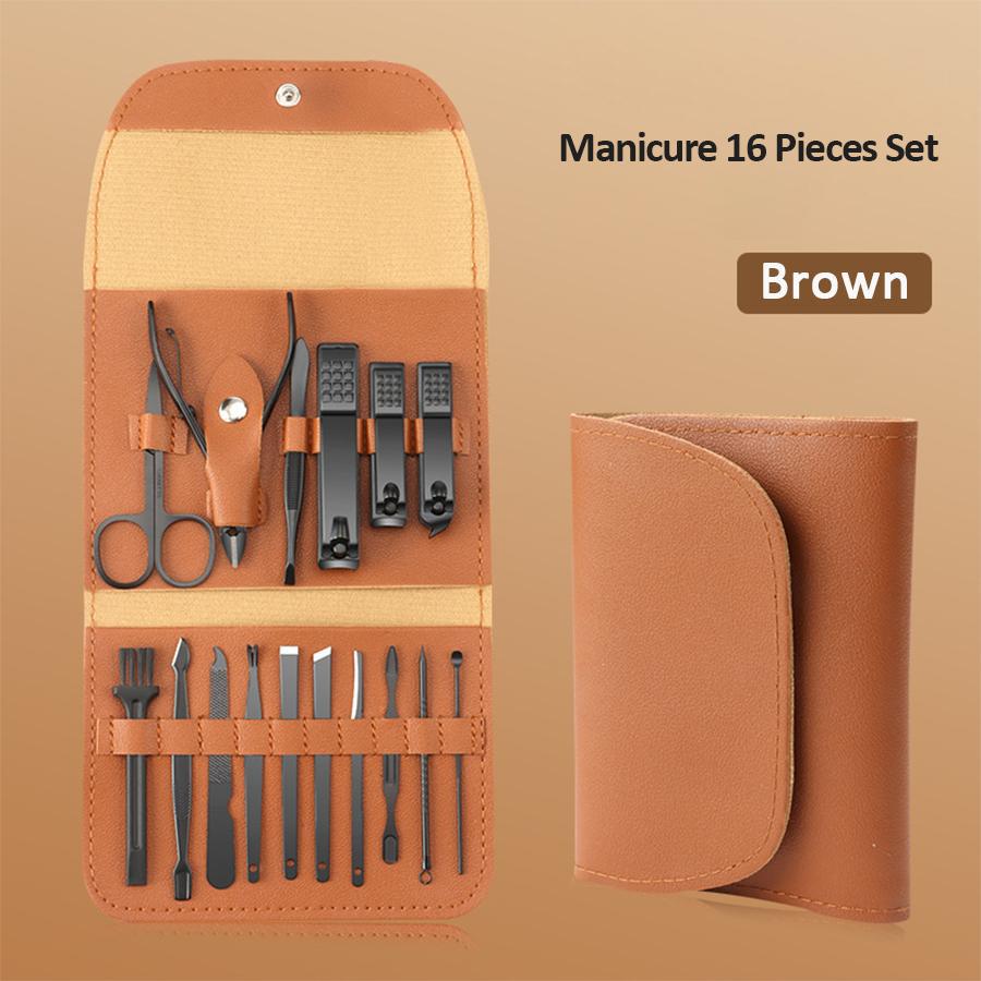 Premium 16-Piece Nail Grooming Kit for Home Stainless Steel Clippers Pedicure Set and Travel Case Included Manicure Set