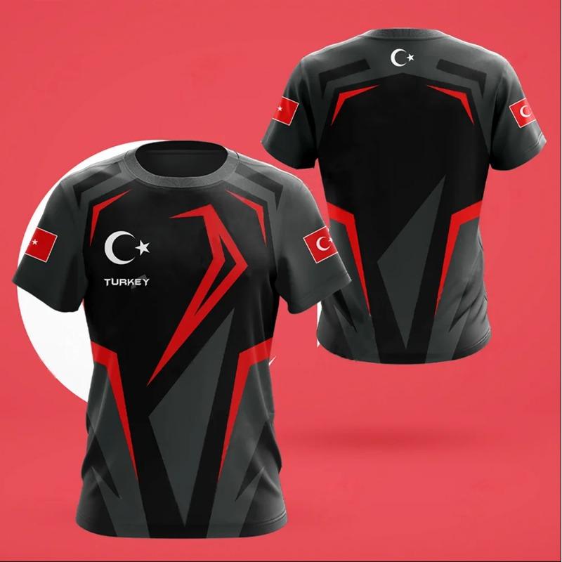 Turkey Flag Sports Quick-dry Breathable Men Women T-Shirt Outdoor Street Football Jersey Team Match Summer Short Sleeve