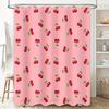 Cherry Print Shower Curtain Bath Room Decor Pink Flower Printed Fabric Waterproof Washable Modern Kitchen Decoration Size: 180x2