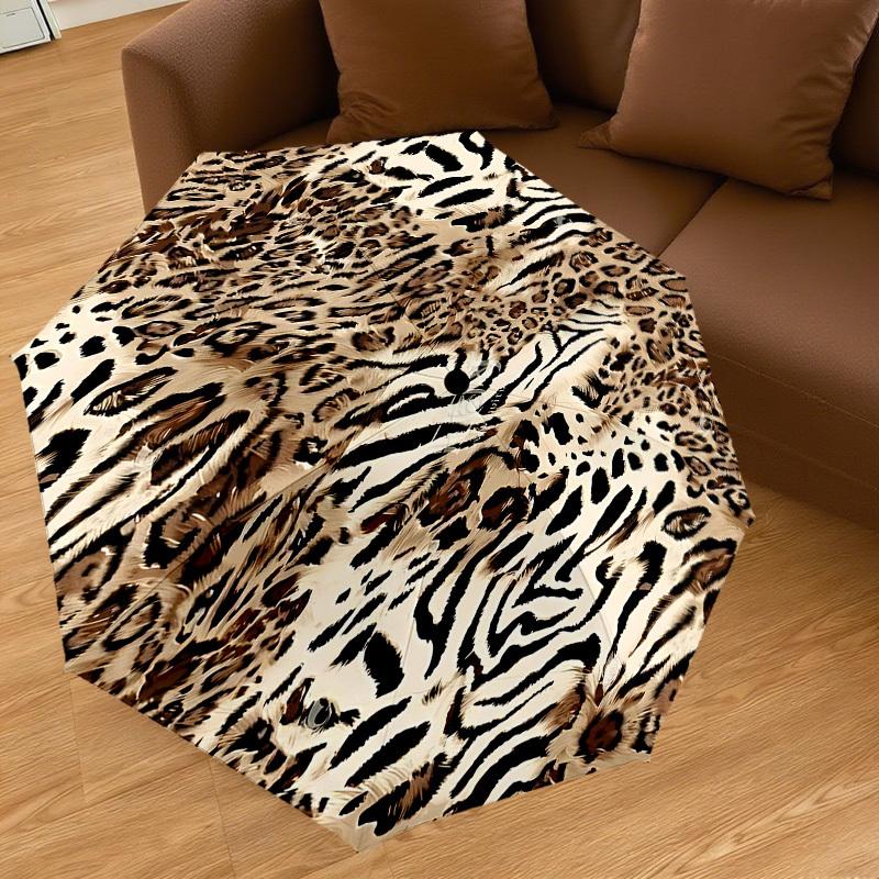 1PC Leopard Print Tiger StripesUmbrella-8-Rib Reinforced, Automatic Open, Lightweight & Durable, Cute Fashion Accessory for Outdoor-P120